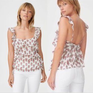 Club Monaco Rowlen Silk Floral Ruffle Blouse